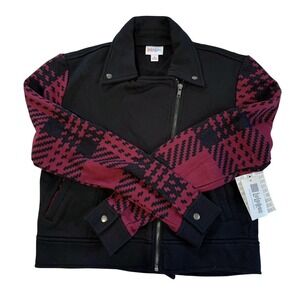NWT LULAROEPresley Moto Black w/ Red Plaid Size small